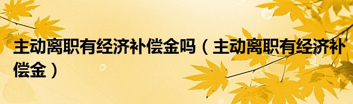 主动离职有经济补偿金吗（主动离职有经济补偿金）