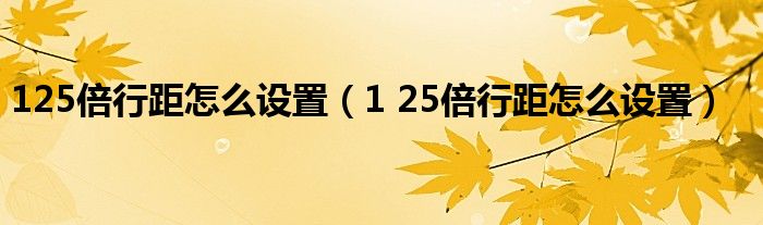 125倍行距怎么设置（1 25倍行距怎么设置）