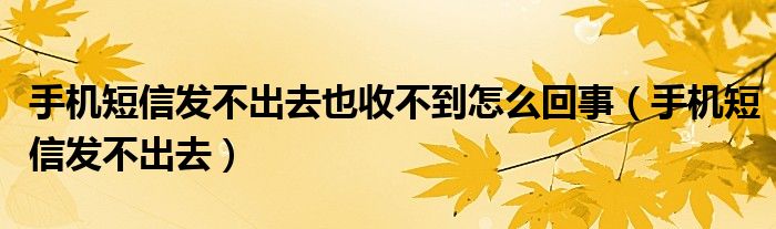 手机短信发不出去也收不到怎么回事（手机短信发不出去）