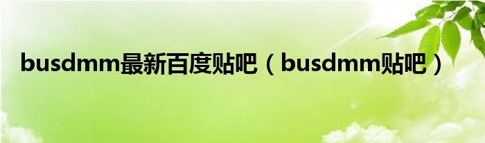 busdmm最新百度贴吧（busdmm贴吧）