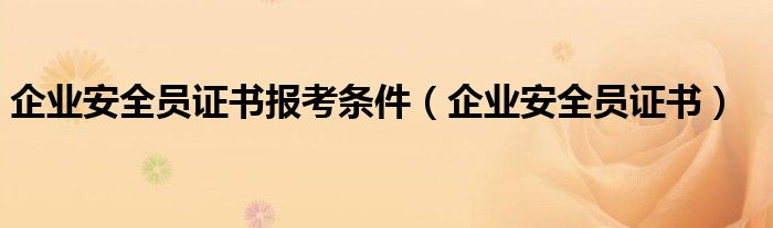 企业安全员证书报考条件（企业安全员证书）