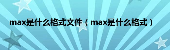 max是什么格式文件（max是什么格式）