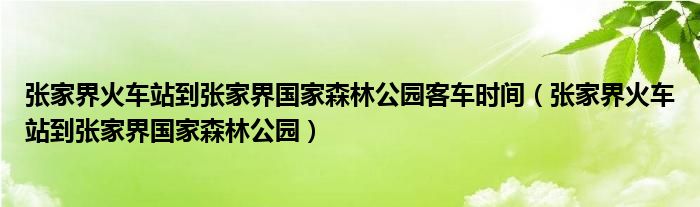 张家界火车站到张家界国家森林公园客车时间（张家界火车站到张家界国家森林公园）