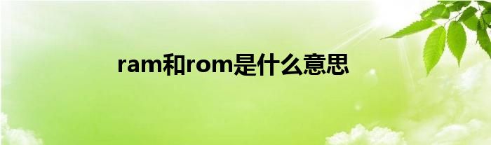 ram和rom是什么意思