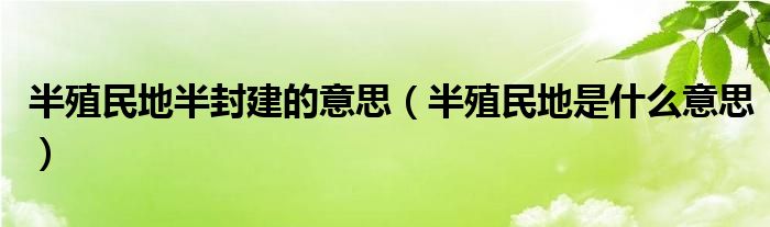 半殖民地半封建的意思（半殖民地是什么意思）