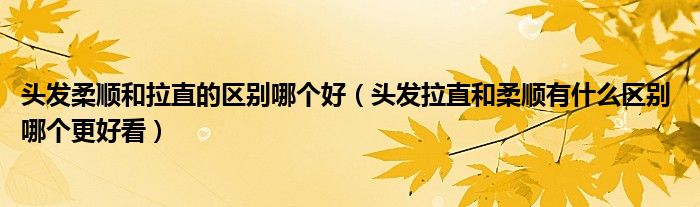 头发柔顺和拉直的区别哪个好（头发拉直和柔顺有什么区别 哪个更好看）