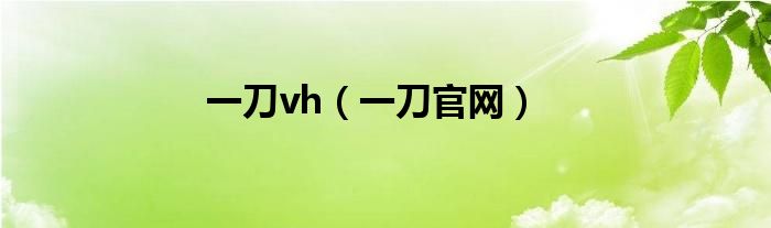 一刀vh（一刀官网）