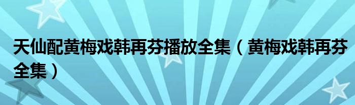 天仙配黄梅戏韩再芬播放全集（黄梅戏韩再芬全集）