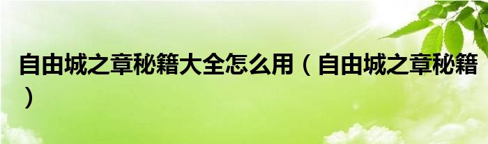 自由城之章秘籍大全怎么用（自由城之章秘籍）