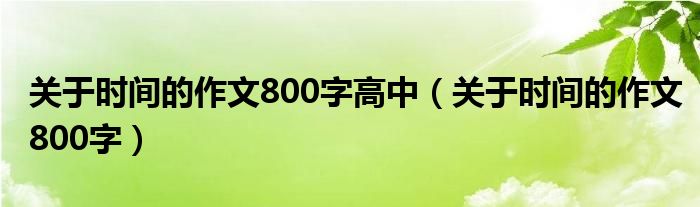 关于时间的作文800字高中（关于时间的作文800字）