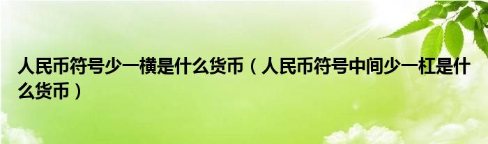 人民币符号少一横是什么货币（人民币符号中间少一杠是什么货币）