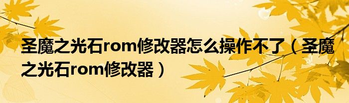 圣魔之光石rom修改器怎么操作不了（圣魔之光石rom修改器）