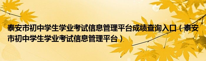 泰安市初中学生学业考试信息管理平台成绩查询入口（泰安市初中学生学业考试信息管理平台）