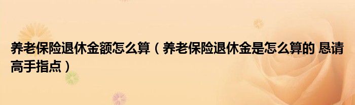 养老保险退休金额怎么算（养老保险退休金是怎么算的 恳请高手指点）