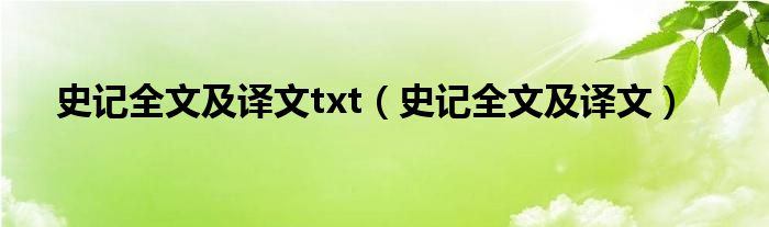 史记全文及译文txt（史记全文及译文）