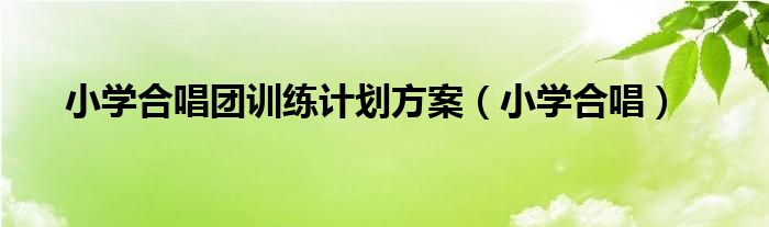 小学合唱团训练计划方案（小学合唱）