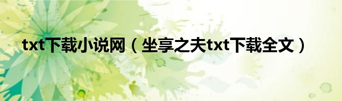 txt下载小说网（坐享之夫txt下载全文）