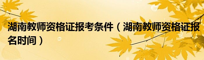 湖南教师资格证报考条件（湖南教师资格证报名时间）