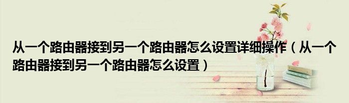 从一个路由器接到另一个路由器怎么设置详细操作（从一个路由器接到另一个路由器怎么设置）