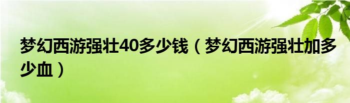 梦幻西游强壮40多少钱（梦幻西游强壮加多少血）