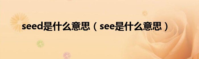 seed是什么意思（see是什么意思）