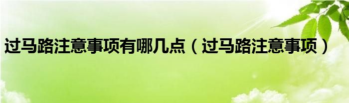 过马路注意事项有哪几点（过马路注意事项）