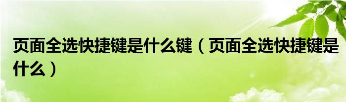 页面全选快捷键是什么键（页面全选快捷键是什么）