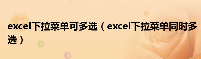 excel下拉菜单可多选（excel下拉菜单同时多选）