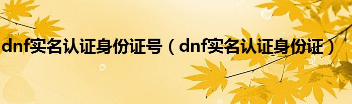 dnf实名认证身份证号（dnf实名认证身份证）