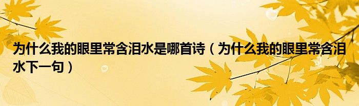 为什么我的眼里常含泪水是哪首诗（为什么我的眼里常含泪水下一句）