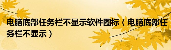 电脑底部任务栏不显示软件图标（电脑底部任务栏不显示）