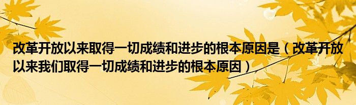 改革开放以来取得一切成绩和进步的根本原因是（改革开放以来我们取得一切成绩和进步的根本原因）