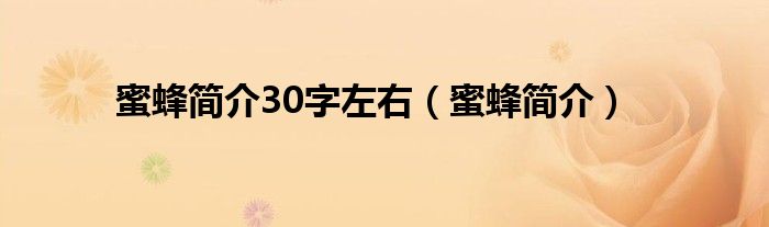 蜜蜂简介30字左右（蜜蜂简介）