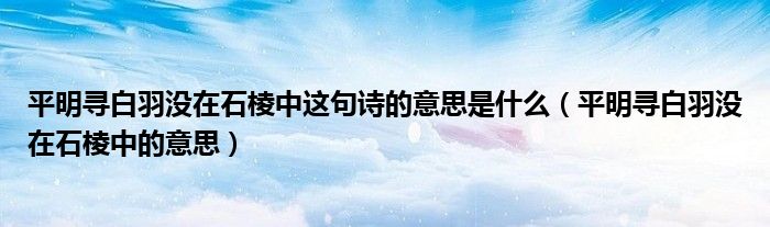 平明寻白羽没在石棱中这句诗的意思是什么（平明寻白羽没在石棱中的意思）