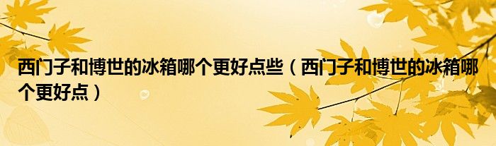 西门子和博世的冰箱哪个更好点些（西门子和博世的冰箱哪个更好点）