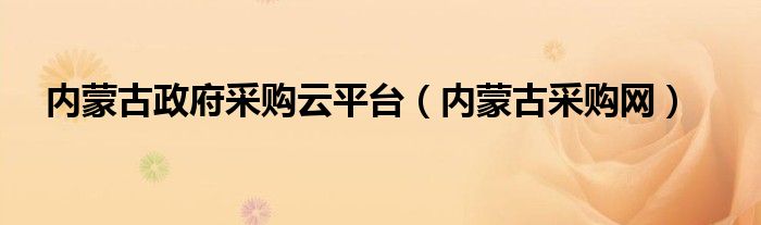 内蒙古政府采购云平台（内蒙古采购网）