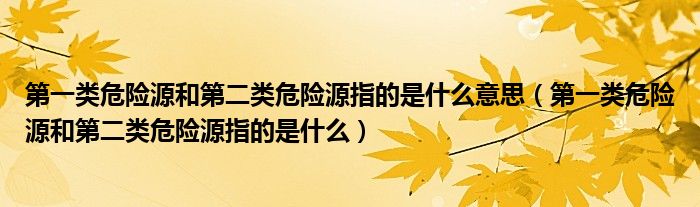 第一类危险源和第二类危险源指的是什么意思（第一类危险源和第二类危险源指的是什么）