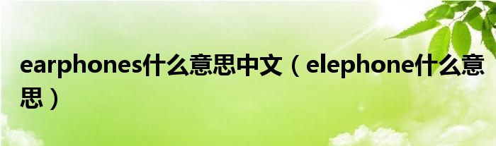 earphones什么意思中文（elephone什么意思）