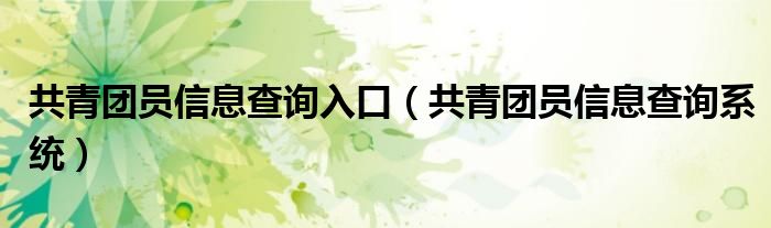 共青团员信息查询入口（共青团员信息查询系统）