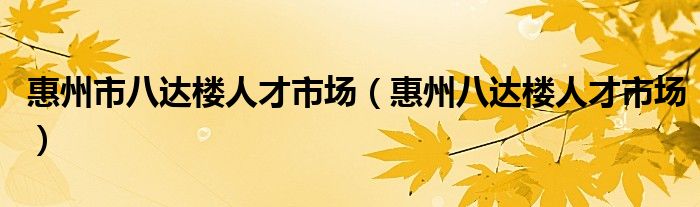 惠州市八达楼人才市场（惠州八达楼人才市场）