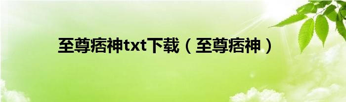 至尊痞神txt下载（至尊痞神）