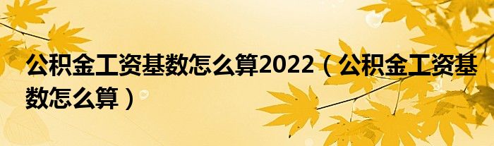 公积金工资基数怎么算2022（公积金工资基数怎么算）