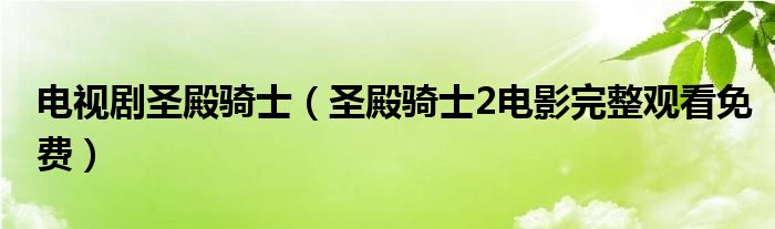 电视剧圣殿骑士（圣殿骑士2电影完整观看免费）