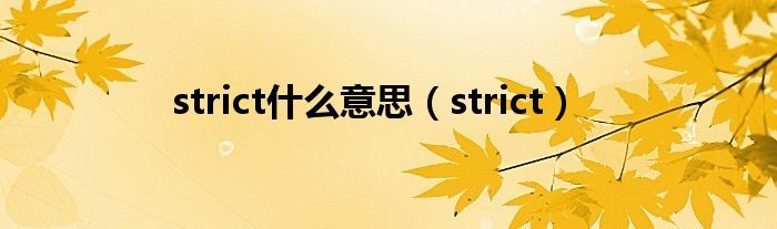 strict什么意思（strict）