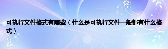 可执行文件格式有哪些（什么是可执行文件一般都有什么格式）