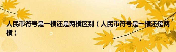 人民币符号是一横还是两横区别（人民币符号是一横还是两横）