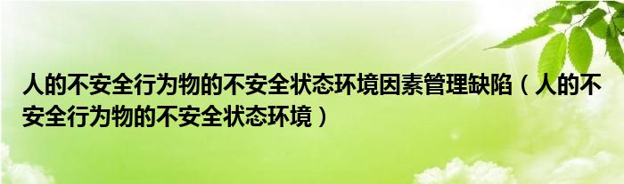 人的不安全行为物的不安全状态环境因素管理缺陷（人的不安全行为物的不安全状态环境）