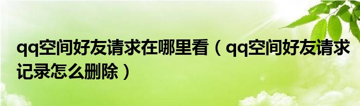 qq空间好友请求在哪里看（qq空间好友请求记录怎么删除）