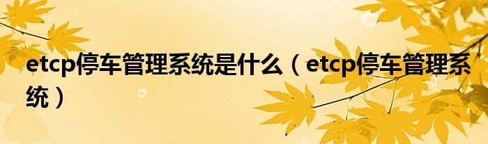 etcp停车管理系统是什么（etcp停车管理系统）