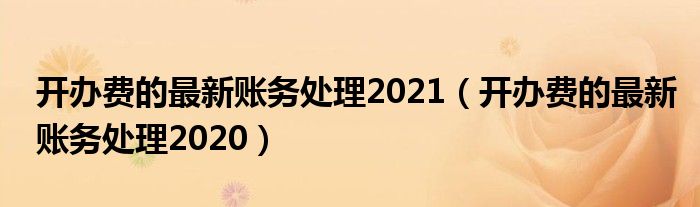 开办费的最新账务处理2021（开办费的最新账务处理2020）